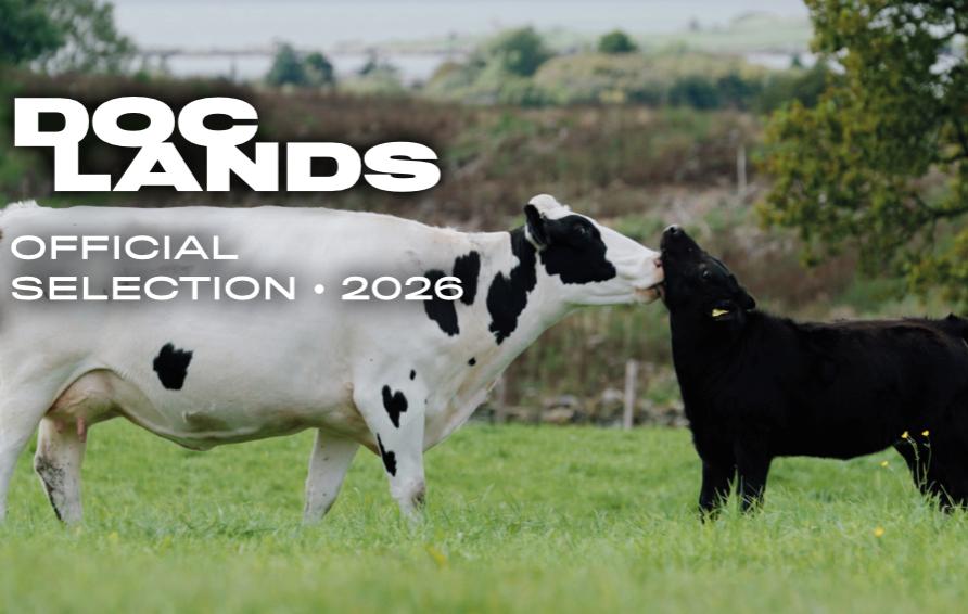 A still from A Dairy Story with the DocLands film festival laurels